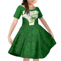 Custom Tailevu Rugby Kid Short Sleeve Dress Fiji Tapa Pattern LT05 KID Green - Polynesian Pride