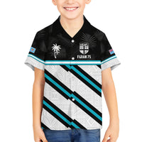 Custom Fiji Rugby Family Matching Off Shoulder Maxi Dress and Hawaiian Shirt Fijian 7s With Tapa Pattern LT05 Son's Shirt White - Polynesian Pride