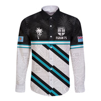 Custom Fiji Rugby Long Sleeve Button Shirt Fijian 7s With Tapa Pattern LT05 Unisex White - Polynesian Pride