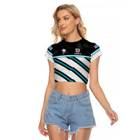 Custom Fiji Rugby Raglan Cropped T Shirt Fijian 7s With Tapa Pattern LT05 Female White - Polynesian Pride