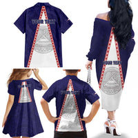 Personalised American Samoa Flag Day Family Matching Off The Shoulder Long Sleeve Dress and Hawaiian Shirt Flag Style LT05 - Polynesian Pride