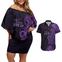 Personalised Lupus Warrior Couples Matching Off Shoulder Short Dress and Hawaiian Shirt Never Give Up Polynesian Style