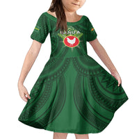Personalized American Samoa Manu'a Cession Day Family Matching Puletasi and Hawaiian Shirt With Polynesian Pattern LT05 Daughter's Dress Green - Polynesian Pride
