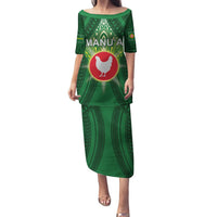 Personalized American Samoa Manu'a Cession Day Puletasi With Polynesian Pattern LT05 Long Dress Green - Polynesian Pride