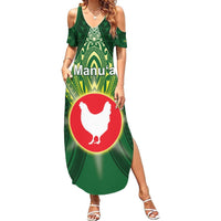 Personalized American Samoa Manu'a Cession Day Summer Maxi Dress With Polynesian Pattern LT05 Women Green - Polynesian Pride