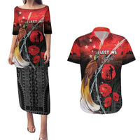 Papua New Guinea Remembrance Day Couples Matching Puletasi and Hawaiian Shirt Lest We Forget LT05 Red - Polynesian Pride