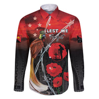 Papua New Guinea Remembrance Day Family Matching Long Sleeve Bodycon Dress and Hawaiian Shirt Lest We Forget