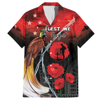 Papua New Guinea Remembrance Day Family Matching Off The Shoulder Long Sleeve Dress and Hawaiian Shirt Lest We Forget LT05 Dad's Shirt - Short Sleeve Red - Polynesian Pride