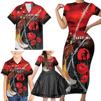 Papua New Guinea Remembrance Day Family Matching Short Sleeve Bodycon Dress and Hawaiian Shirt Lest We Forget LT05 - Polynesian Pride