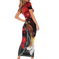 Papua New Guinea Remembrance Day Short Sleeve Bodycon Dress Lest We Forget