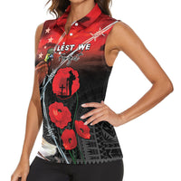 Papua New Guinea Remembrance Day Women Sleeveless Polo Shirt Lest We Forget