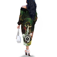 Vanuatu Happy Assumption Day Family Matching Off The Shoulder Long Sleeve Dress and Hawaiian Shirt