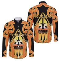 Personalised New Zealand Te Tairawhiti Family Matching Tank Maxi Dress and Hawaiian Shirt Maori Koru Pattern LT05 Dad's Shirt - Long Sleeve Orange - Polynesian Pride