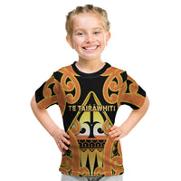 Personalised New Zealand Te Tairawhiti Kid T Shirt Maori Koru Pattern LT05 Orange - Polynesian Pride