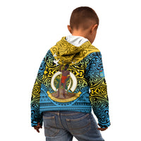 Vanuatu Sanma Province Kid Hoodie Coat Of Arms And Namele Fern Polynesian Pattern LT05 - Polynesian Pride