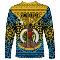 Personalized Vanuatu Sanma Province Long Sleeve Shirt Coat Of Arms And Namele Fern Polynesian Pattern LT05 - Polynesian Pride