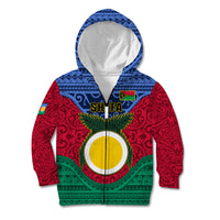 Personalized Vanuatu Shefa Province Kid Hoodie Coat Of Arms And Namele Fern Polynesian Pattern LT05 Zip Hoodie Red - Polynesian Pride