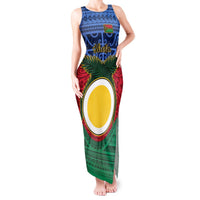 Personalized Vanuatu Shefa Province Tank Maxi Dress Coat Of Arms And Namele Fern Polynesian Pattern LT05 Women Red - Polynesian Pride