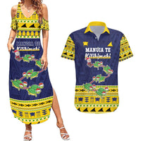 Tokelau Christmas Couples Matching Summer Maxi Dress and Hawaiian Shirt Tokelauan Turtle Santa Sleigh LT05 Yellow - Polynesian Pride