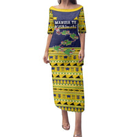 Tokelau Christmas Family Matching Puletasi and Hawaiian Shirt Tokelauan Turtle Santa Sleigh LT05 Mom's Dress Yellow - Polynesian Pride