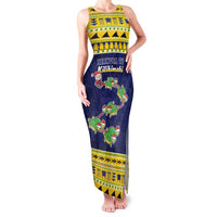Tokelau Christmas Family Matching Tank Maxi Dress and Hawaiian Shirt Tokelauan Turtle Santa Sleigh LT05 Mom's Dress Yellow - Polynesian Pride