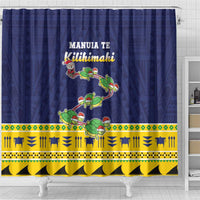 Tokelau Christmas Shower Curtain Tokelauan Turtle Santa Sleigh LT05 - Polynesian Pride