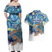 New Zealand Christmas Couples Matching Off Shoulder Maxi Dress and Hawaiian Shirt Kiwis Santa Sleigh Starry Night Style LT05 - Polynesian Pride