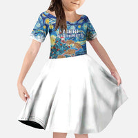 New Zealand Christmas Family Matching Long Sleeve Bodycon Dress and Hawaiian Shirt Kiwis Santa Sleigh Starry Night Style LT05 Daughter's Dress Blue - Polynesian Pride