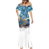 New Zealand Christmas Mermaid Dress Kiwis Santa Sleigh Starry Night Style LT05 - Polynesian Pride