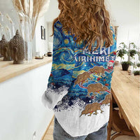 New Zealand Christmas Women Casual Shirt Kiwis Santa Sleigh Starry Night Style LT05 - Polynesian Pride