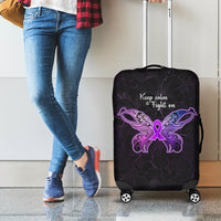 Pancreatic Cancer Awareness Luggage Cover Keep Calm And Fight On Polynesian Pattern LT05 - Polynesian Pride
