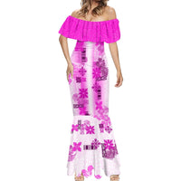 Hawaiian Quilt Mermaid Dress Vintage Pattern Pink LT05 - Polynesian Pride