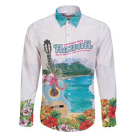 Aloha Hawaii Waikiki Beach Landscape Family Matching Short Sleeve Bodycon Dress and Hawaiian Shirt LT05 Dad's Shirt - Long Sleeve White - Polynesian Pride