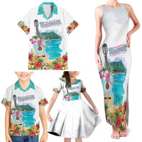 Aloha Hawaii Waikiki Beach Landscape Family Matching Tank Maxi Dress and Hawaiian Shirt LT05 - Polynesian Pride