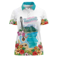 Aloha Hawaii Waikiki Beach Landscape Women Polo Shirt LT05 Female White - Polynesian Pride