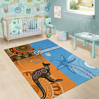 Custom Fiji Tapa And Australia Aboriginal Together Area Rug LT05 - Polynesian Pride
