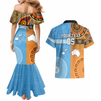 Custom Fiji Tapa And Australia Aboriginal Together Couples Matching Mermaid Dress and Hawaiian Shirt LT05 - Polynesian Pride