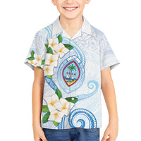 Guam Chamorro Family Matching Short Sleeve Bodycon Dress and Hawaiian Shirt Guasali Flowers Curves Style LT05 Son's Shirt Blue - Polynesian Pride
