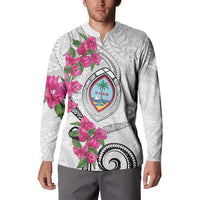 Guam Chamorro Button Sweatshirt Curves Polynesian Tattoo Mix Bougainvillea
