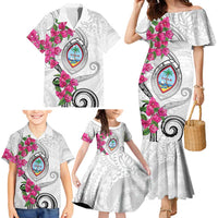 Guam Chamorro Family Matching Mermaid Dress and Hawaiian Shirt Curves Polynesian Tattoo Mix Bougainvillea