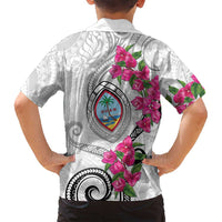 Guam Chamorro Family Matching Off Shoulder Maxi Dress and Hawaiian Shirt Curves Polynesian Tattoo Mix Bougainvillea LT05 - Polynesian Pride