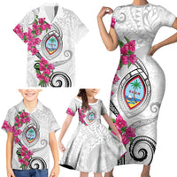 Guam Chamorro Family Matching Short Sleeve Bodycon Dress and Hawaiian Shirt Curves Polynesian Tattoo Mix Bougainvillea LT05 - Polynesian Pride