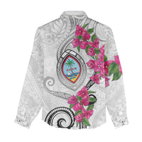 Guam Chamorro Women Casual Shirt Curves Polynesian Tattoo Mix Bougainvillea