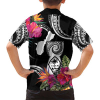 Hafa Adai Guam Family Matching Short Sleeve Bodycon Dress and Hawaiian Shirt Polynesian Tattoo Tropical Flowers LT05 - Polynesian Pride