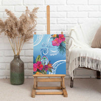 Hafa Adai Guam Canvas Wall Art Tropical Flowers Blue Gradient