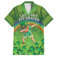 Personalised Hawaii Saint Patrick's Day Family Matching Off The Shoulder Long Sleeve Dress and Hawaiian Shirt Let's Get Fit Shaced LT05 Dad's Shirt - Short Sleeve Green - Polynesian Pride