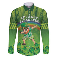 Personalised Hawaii Saint Patrick's Day Family Matching Off The Shoulder Long Sleeve Dress and Hawaiian Shirt Let's Get Fit Shaced LT05 Dad's Shirt - Long Sleeve Green - Polynesian Pride