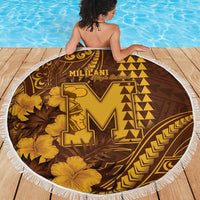 Hawaii Mililani High School Beach Blanket Tribal Tattoo With Hibiscus Flowers