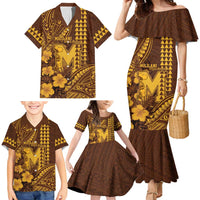 Personalised Hawaii Mililani High School Family Matching Mermaid Dress and Hawaiian Shirt Tribal Tattoo With Hibiscus Flowers LT05 - Polynesian Pride
