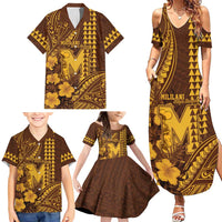Personalised Hawaii Mililani High School Family Matching Summer Maxi Dress and Hawaiian Shirt Tribal Tattoo With Hibiscus Flowers LT05 - Polynesian Pride